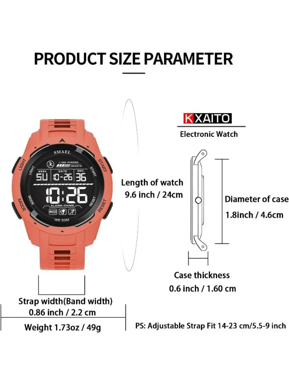 Men's Red Analog Quartz Sports Waterproof Military Casual LED Digital Watch